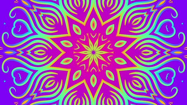 caleidoscope classic gradient circle flower art pattern of traditional tenun batik ethnic dayak ornament for animation ads	