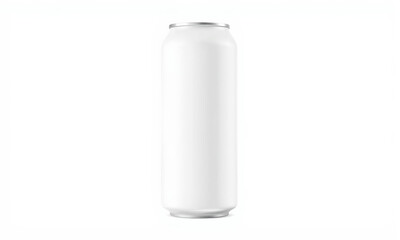 blank white aluminum can on white background, perfect for branding or mockup designs. Ideal for showcasing beverage concepts or product packaging