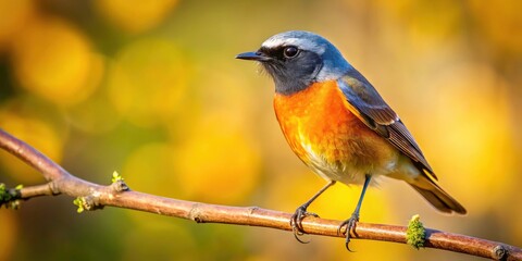 Naklejka premium European Redstart images: captivating wildlife photography emphasizing the rule of thirds for dynamic bird portraits.