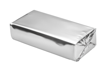 Silver chocolate wrap mock up isolated on a white background 