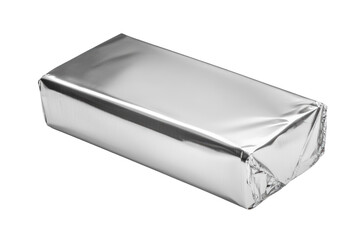 Fototapeta premium Silver chocolate wrap mock up isolated on a white background 