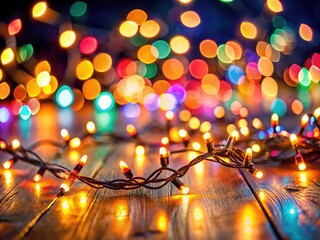 Festive garland twinkles in a long exposure photograph, celebrating the holiday season's radiant charm.