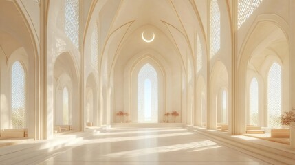 Fototapeta premium Serene Sanctuary: A Minimalist Architectural Visualization of a Tranquil Space