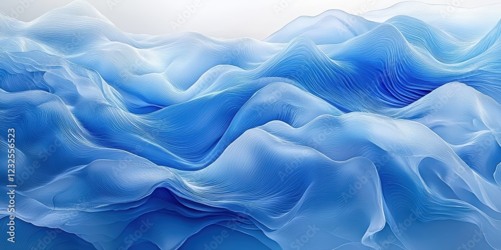 Poster blue abstract background featuring wavy patterns and fluid shapes creating a sense of movement and d