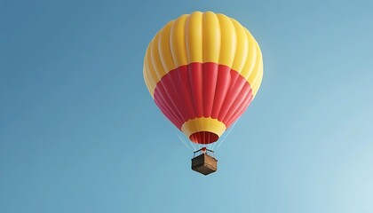 Fototapeta premium Red and Yellow Hot Air Balloon Soaring High Above