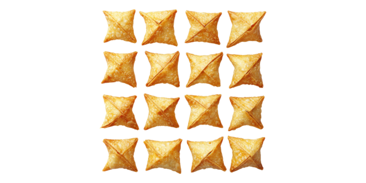 Golden snack pockets patterned isolated on transparent background