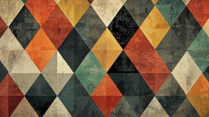 Abstract Geometric Pattern with Colorful Triangles and Textures
