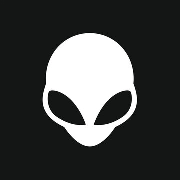 Vector illustration of alien head isolated, negative space and sketchy hand drawn effect version