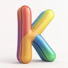 Fototapeta premium Colorful Rainbow Balloon Letter K Alphabet Design Element 3D Render Illustration