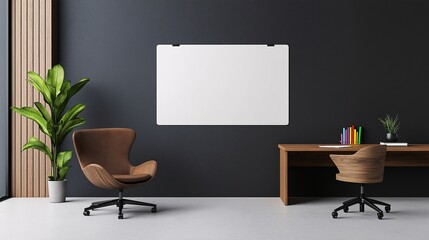 Modern minimalist home office with blank board