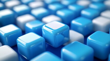 Blue Glossy Icons on White Background. Generative AI