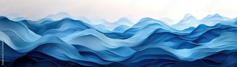 Poster blue abstract background with wavy lines creating a smooth flowing texture and visual depth