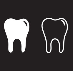 Print  Tooth vector icon, tooth silhouette vector, Black tooth shape symbol . 1176