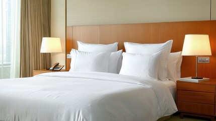 Cozy Hotel Room with Two Oversized Beds  Plush Furniture for Relaxation