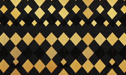 Geometric Gold and Black Pattern: A seamless repeat pattern of shimmering gold diamonds set against a sleek black backdrop.