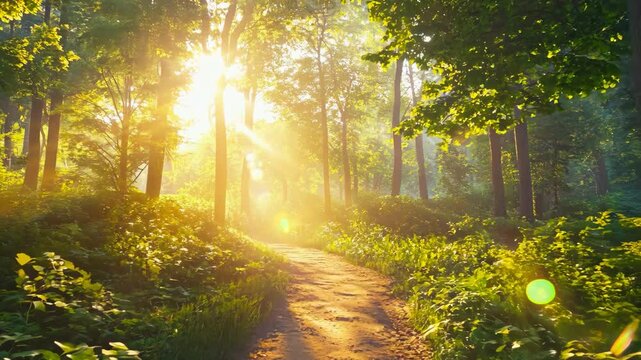 Enchanting Summer Path in a Radiant Woodland - made with Generative AI