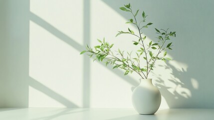 Minimalist plant vase sunlight interior decor