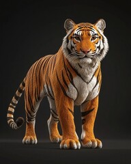 Obraz premium LifeSized Tiger Model for Photography Prop Large Scale Wildlife Model Authentic Life Size Tiger Figurine for Stock Photo Shooting