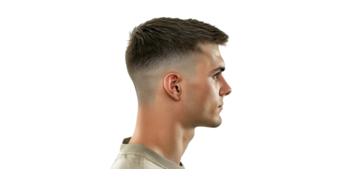 Male profile with short hairstyle isolated on transparent background
