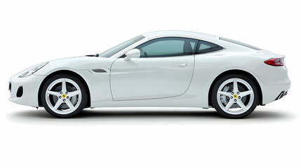 Obraz premium White sports car, side view, studio shot, clean background, automotive advertising