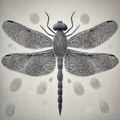 Fingerprint Dragonfly A dragonfly with transparent wings and a b
