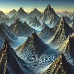 Fingerprint Mountain Range A series of towering mountains with r