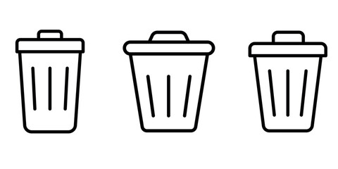 trash-bin outline or line icon design bundle.