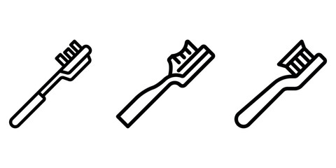 toothbrush outline or line icon design bundle.