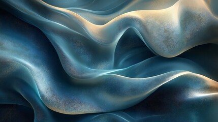 Fluid Teal Fabric Drapes Softly Under Warm Light. AI Generated