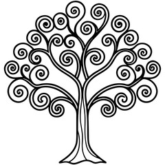 Fototapeta premium Intricate Swirl Tree Outline Art