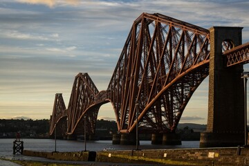 iron old bridge over river