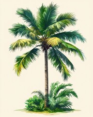 Tropical Palm Tree Illustrations for Relaxation  Calming Scenes  Nature Art for Meditation