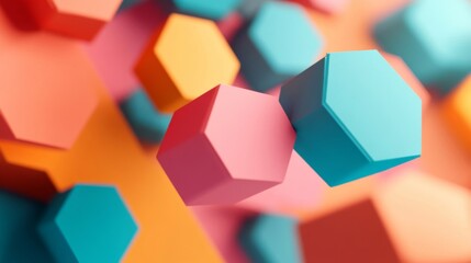 Obraz premium Abstract Colorful Hexagon Background 3D Render
