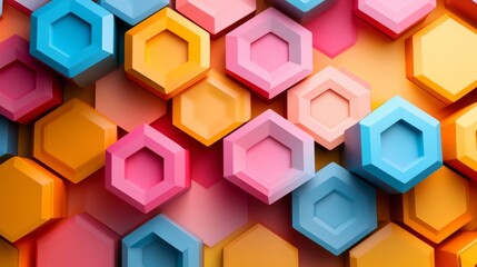 Obraz premium Colorful Hexagon Geometric Pattern Background