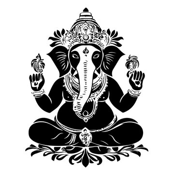 black ganesha sitting pose clip art preview
