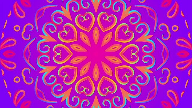 caleidoscope classic gradient circle flower art pattern of traditional tenun batik ethnic dayak ornament for animation ads	