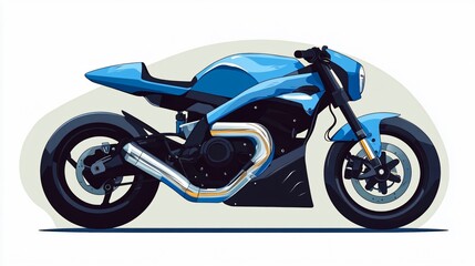 Obraz premium Blue Racer Motorcycle Flat Vector Illustration for Professional Visual Designs