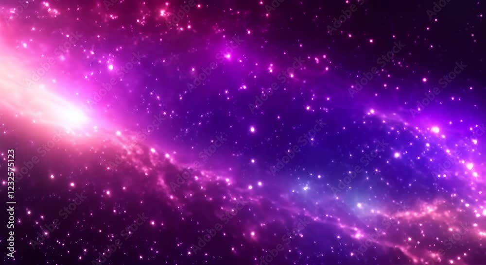 Wall mural loop animation of space nebula towards light loop animation glowing galaxies and stars passing foota