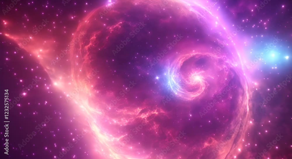 Wall mural loop animation of space nebula towards light loop animation glowing galaxies and stars passing foota