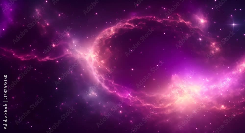 Wall mural loop animation of space nebula towards light loop animation glowing galaxies and stars passing foota