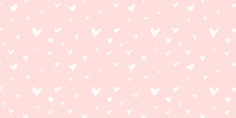 White Heart Seamless Pattern on pink Background. Love romantic theme. Pattern hearts with Love for Valentine's Day. Valentines day background. Vector abstract texture with small hearts