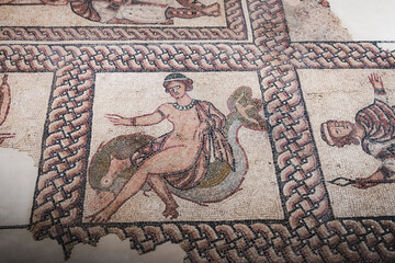 Ancient Roman Mosaic with Mythological Scene