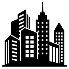 Obraz premium buildings silhouette vector on white background