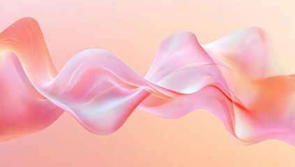 Fototapeta premium A soft peach background with an abstract gradient of pastel pink and orange, featuring a series of curved lines that create the illusion of sound waves.