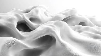 Obraz premium White Organic Pattern with Abstract 3D Waves. Generative AI