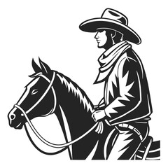 cow boy vector silhouette black design white background