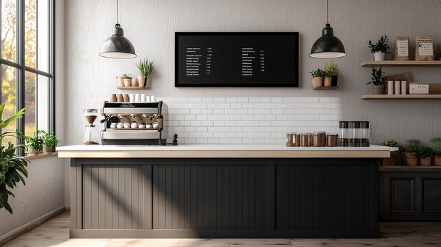 Modern coffee shop design with industrial decor urban setting interior photography cozy environment aesthetic appeal
