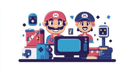 Classic Video Games Characters Icon Vector Illustration for Gaming Websites and Blogs
