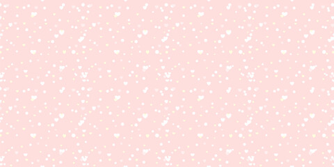 White Heart Seamless Pattern on pink Background. Love romantic theme. Pattern hearts with Love for Valentine's Day. Valentines day background. Vector abstract texture with small hearts