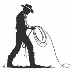 cow boy vector silhouette black design white background